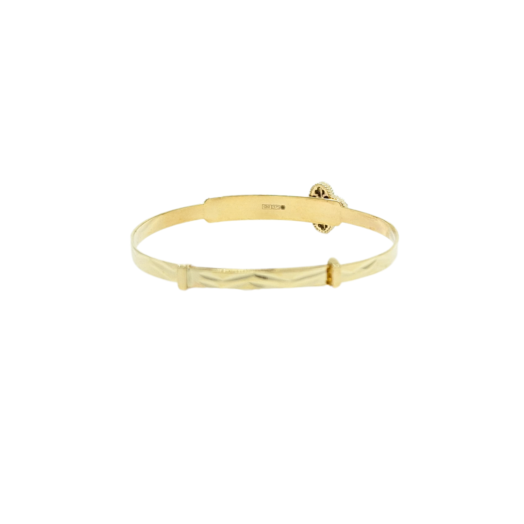 9ct Yellow Gold Baby Clover Identity Bangle