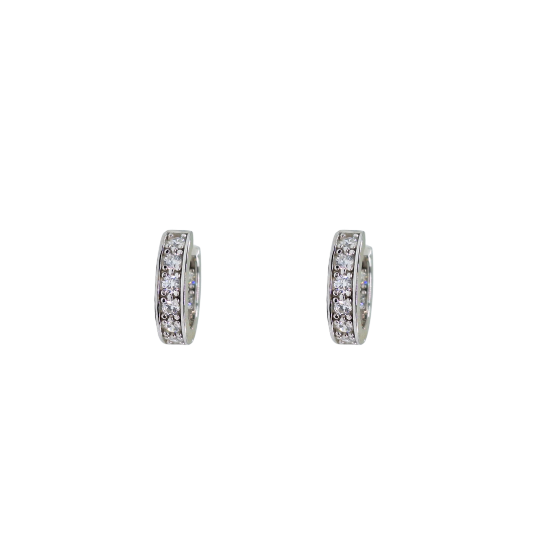 Silver Cubic Zirconia Huggie Earrings