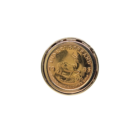 9ct/fine Yellow Gold 1/10 Krugerrand Coin Ring 1983