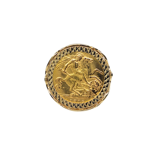 9ct/22ct Yellow Gold Half Sovereign Ring 1915