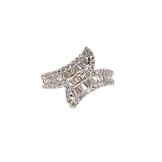 18ct Yellow Gold Diamond Fancy Crossover Ring