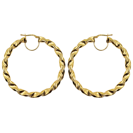 9ct Yellow Gold Twist Creole Earrings