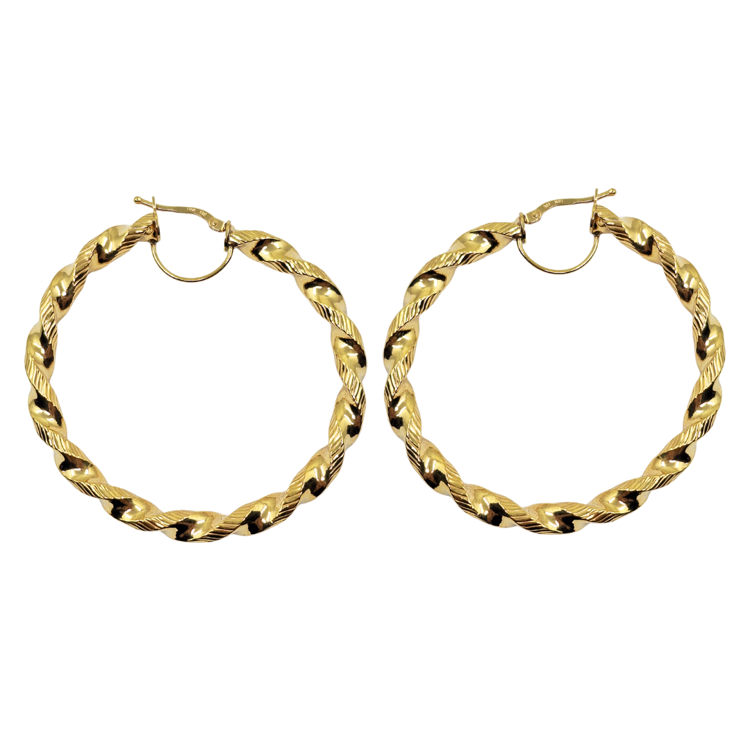 9ct Yellow Gold Twist Hoop Creole Earrings