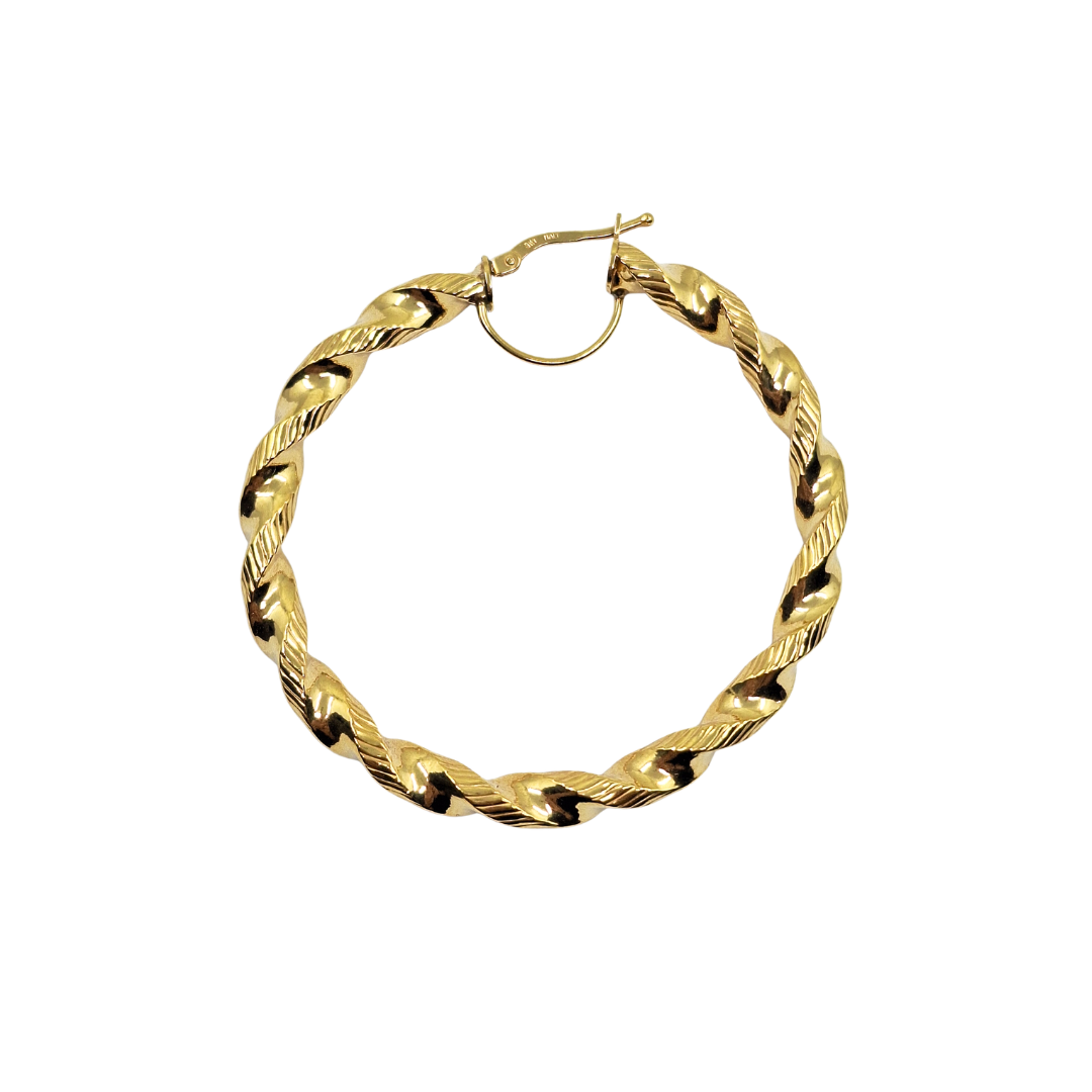 9ct Yellow Gold Twist Hoop Creole Earrings