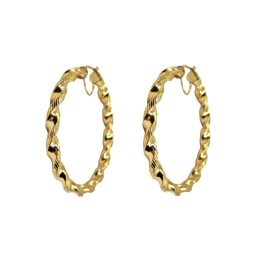 9ct Yellow Gold Twist Hoop Creole Earrings
