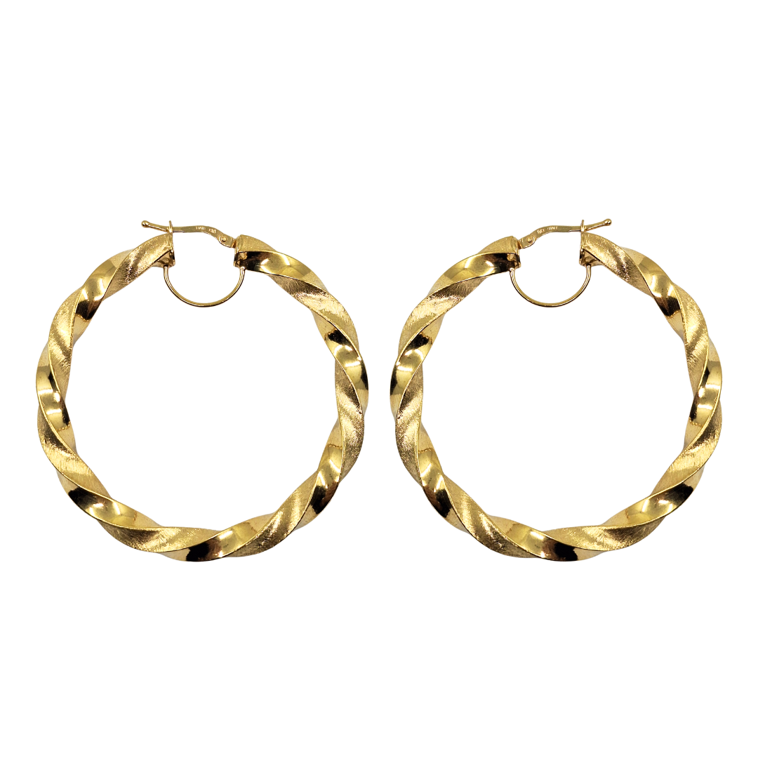 9ct Yellow Gold Twist Creole Hoop Earrings