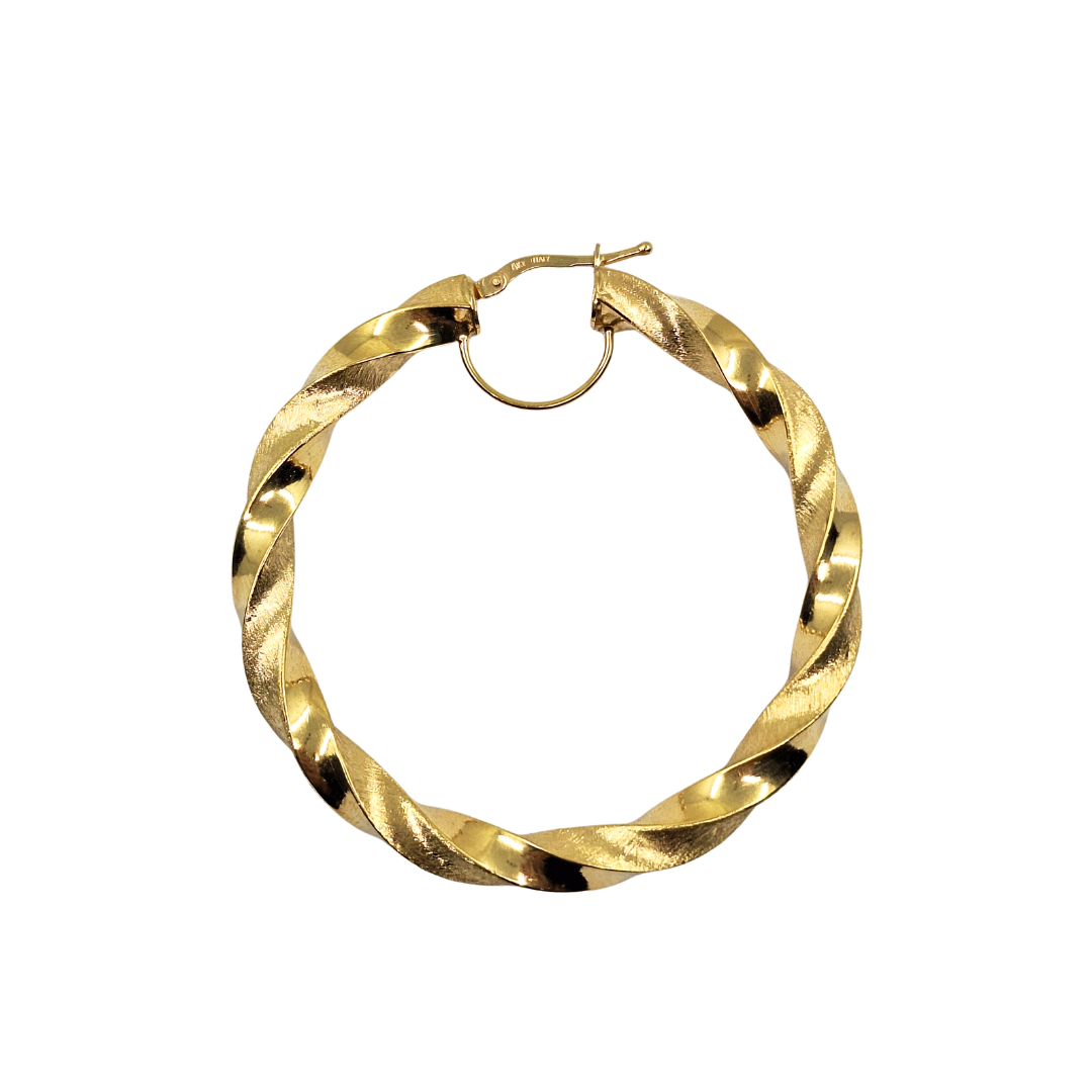 9ct Yellow Gold Twist Creole Hoop Earrings