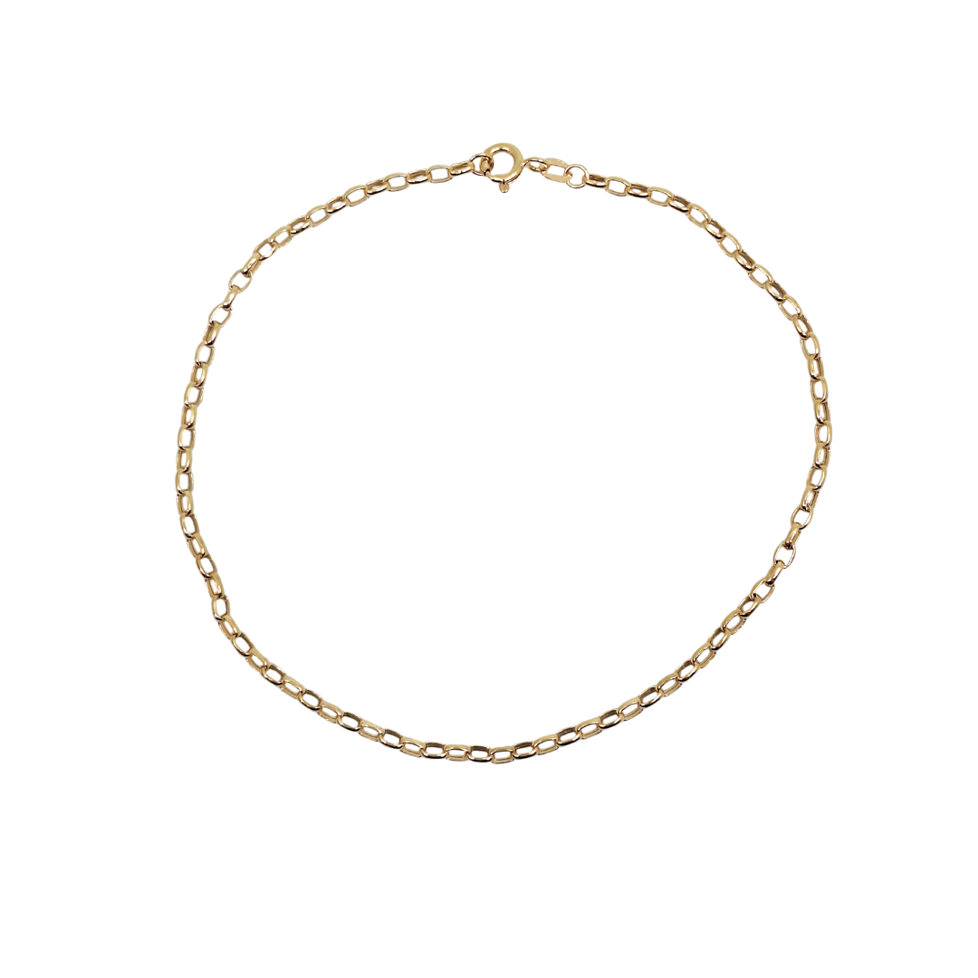 9ct Hollow Belcher Anklet 10"