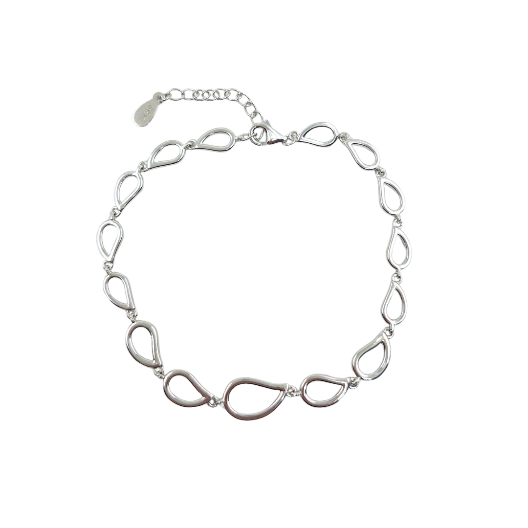 Silver Teardrop Link Bracelet
