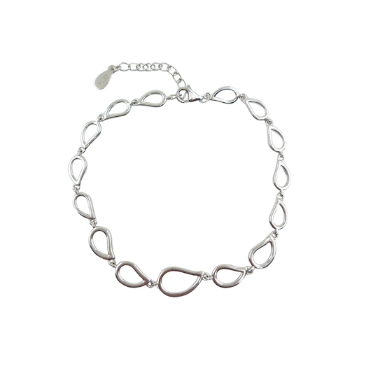 Silver Teardrop Link Bracelet