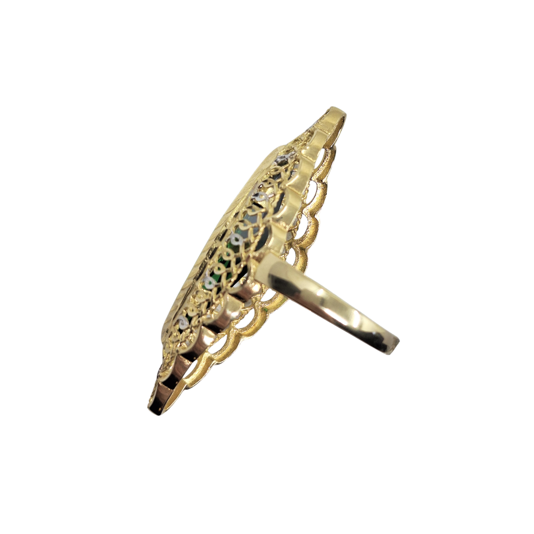 14ct Yellow Gold Green Cubic Zirconia Ring