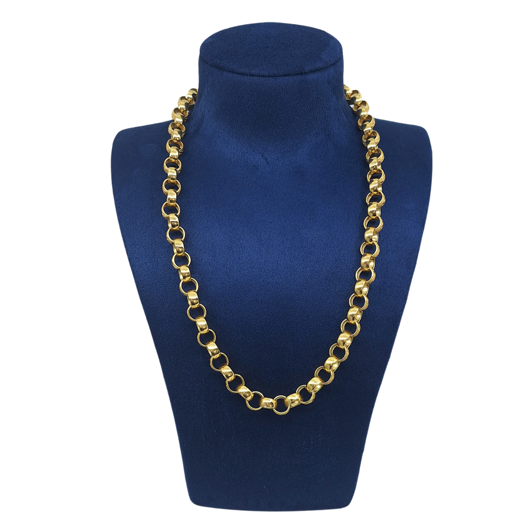 9ct Yellow Gold Pattern & Plain Belcher Chain 24"