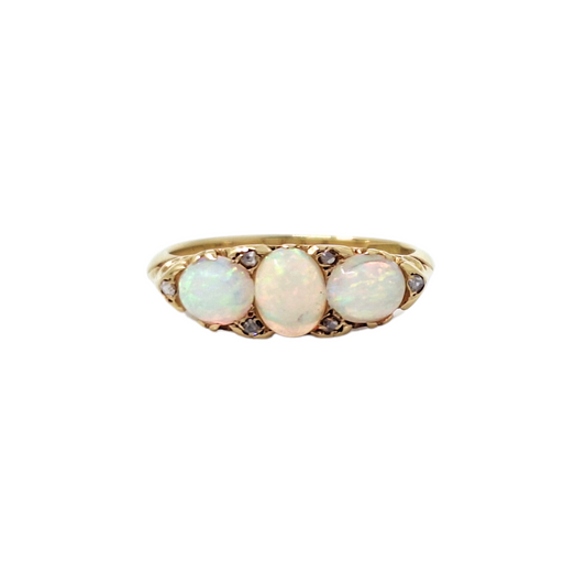 18ct Yellow Gold Three Stone Opal Ring