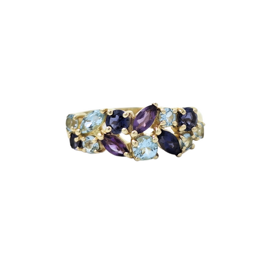 9ct Yellow Gold Multi Gemstone Band Ring