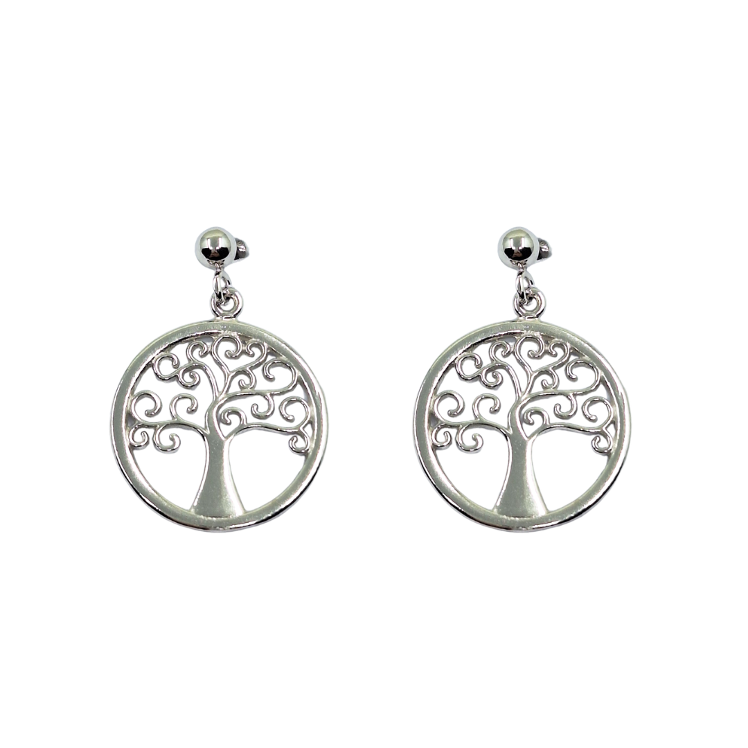 Silver Tree Of Life Drop Earrings
