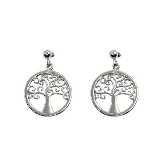 Silver Tree Of Life Drop Earrings