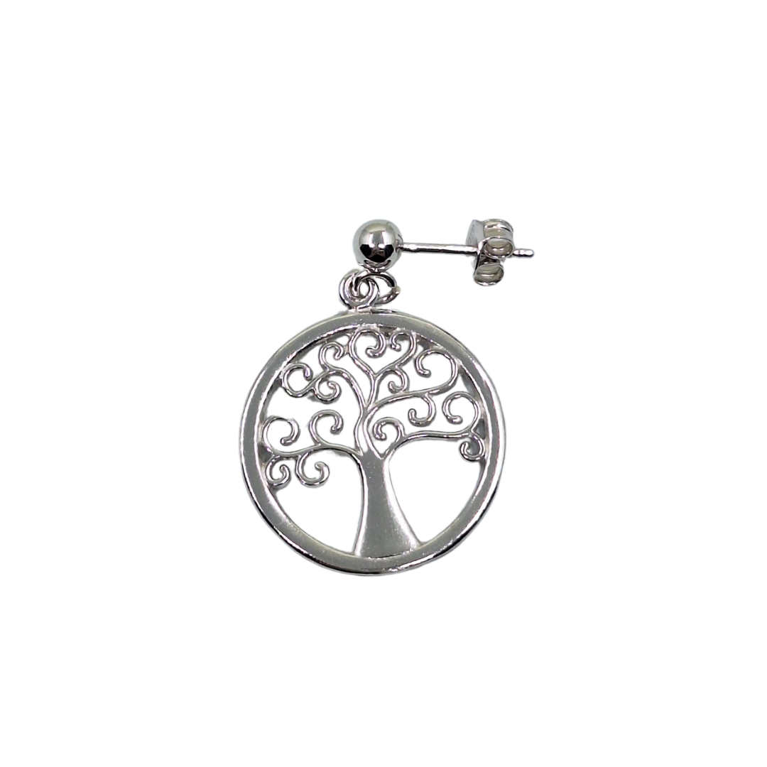 Silver Tree Of Life Drop Earrings