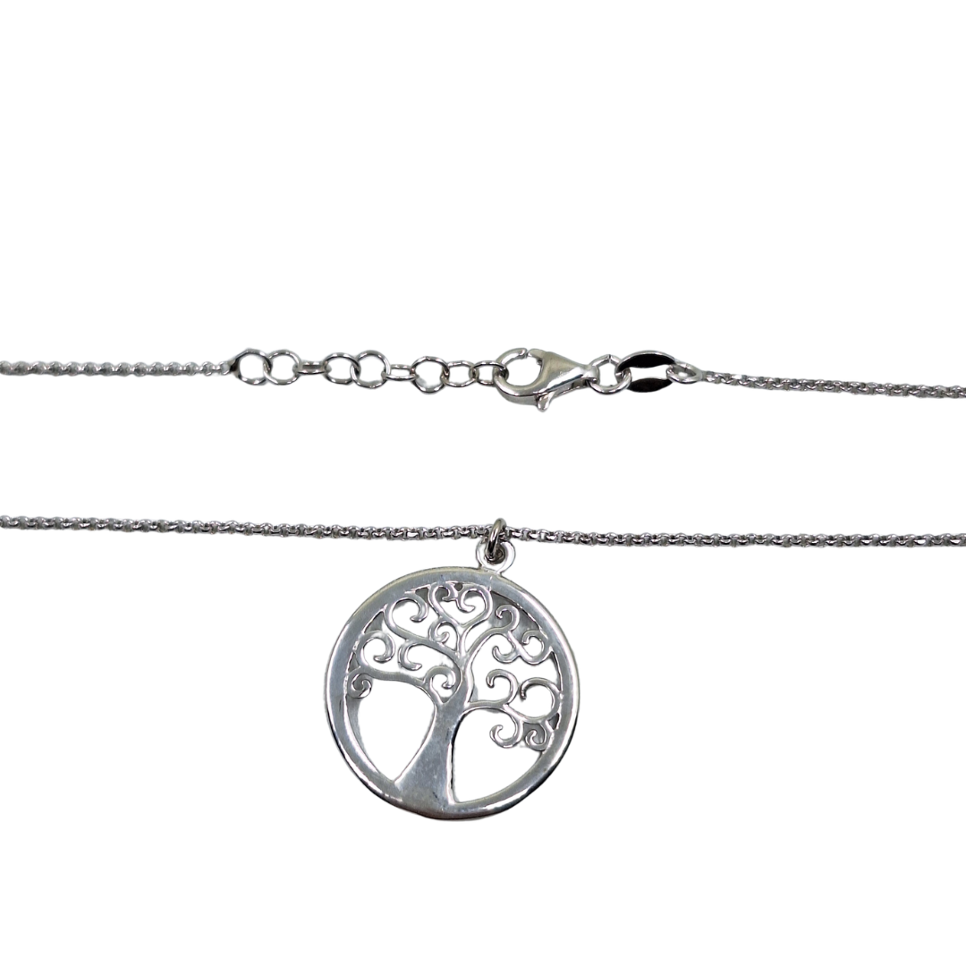 Silver Tree Of Life Necklace 16"