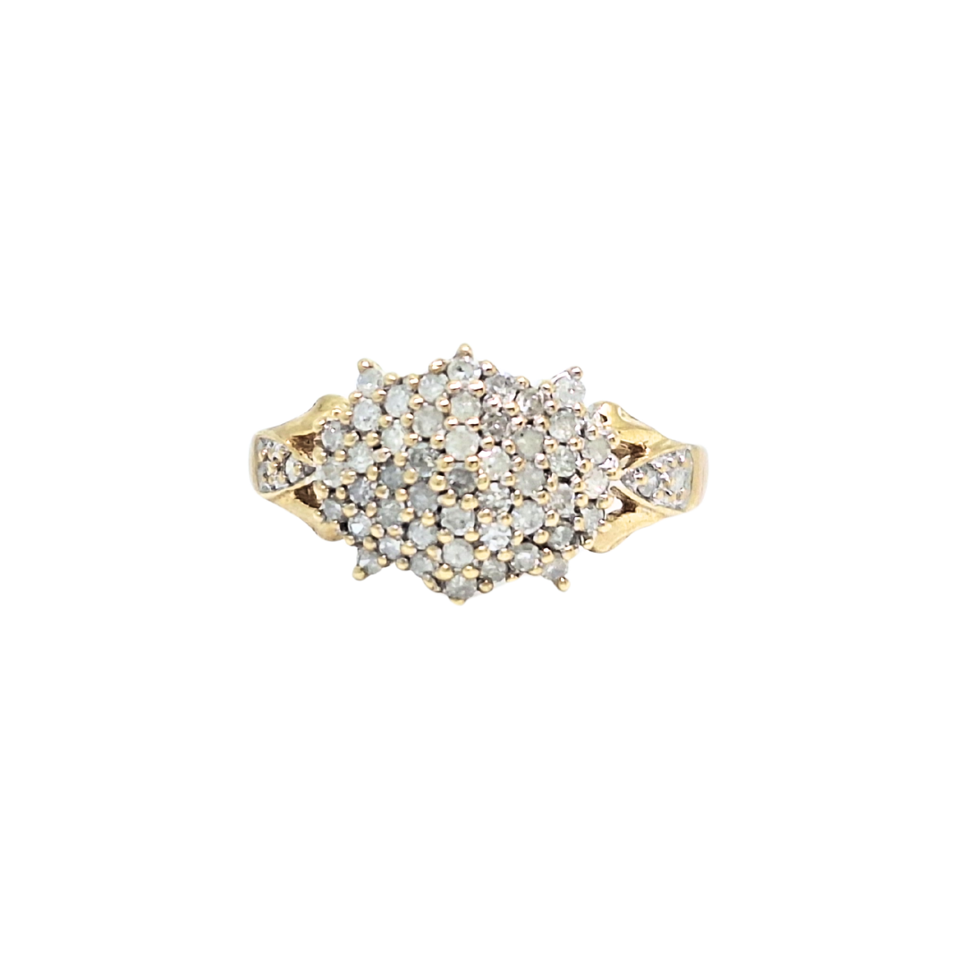 9ct Yellow Gold Diamond Cluster Ring 0.50ct