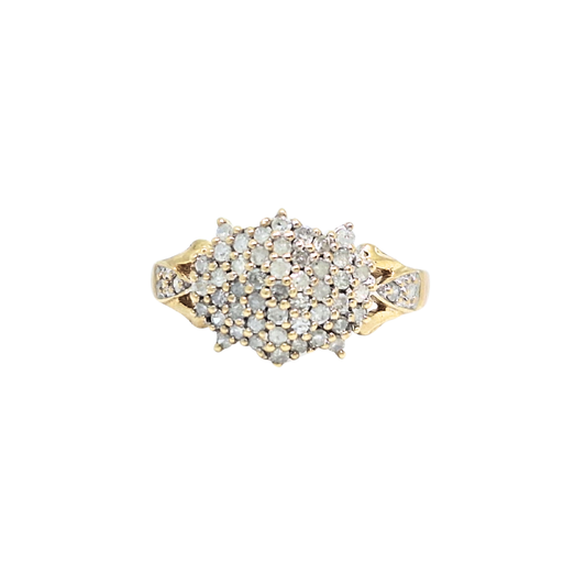 9ct Yellow Gold Diamond Cluster Ring 0.50ct