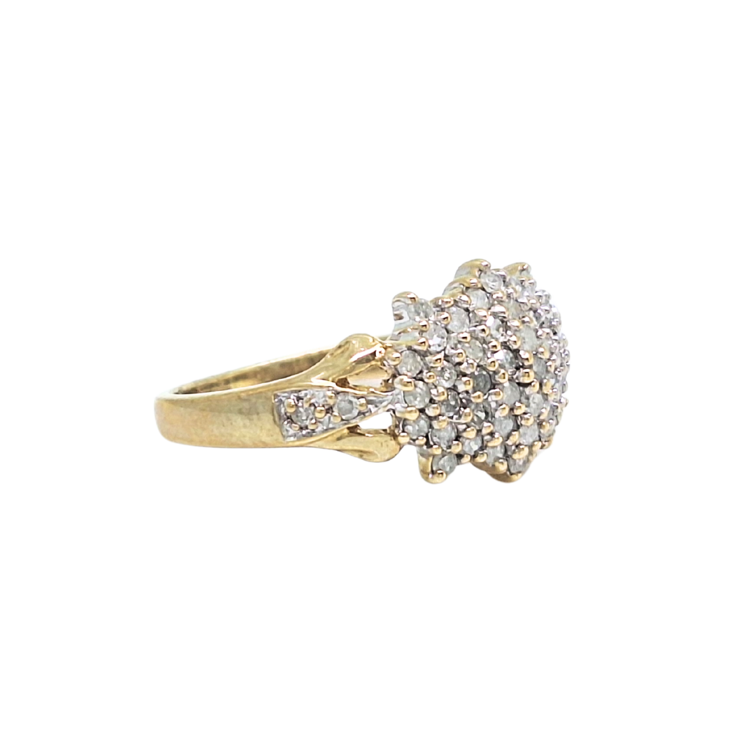 9ct Yellow Gold Diamond Cluster Ring 0.50ct