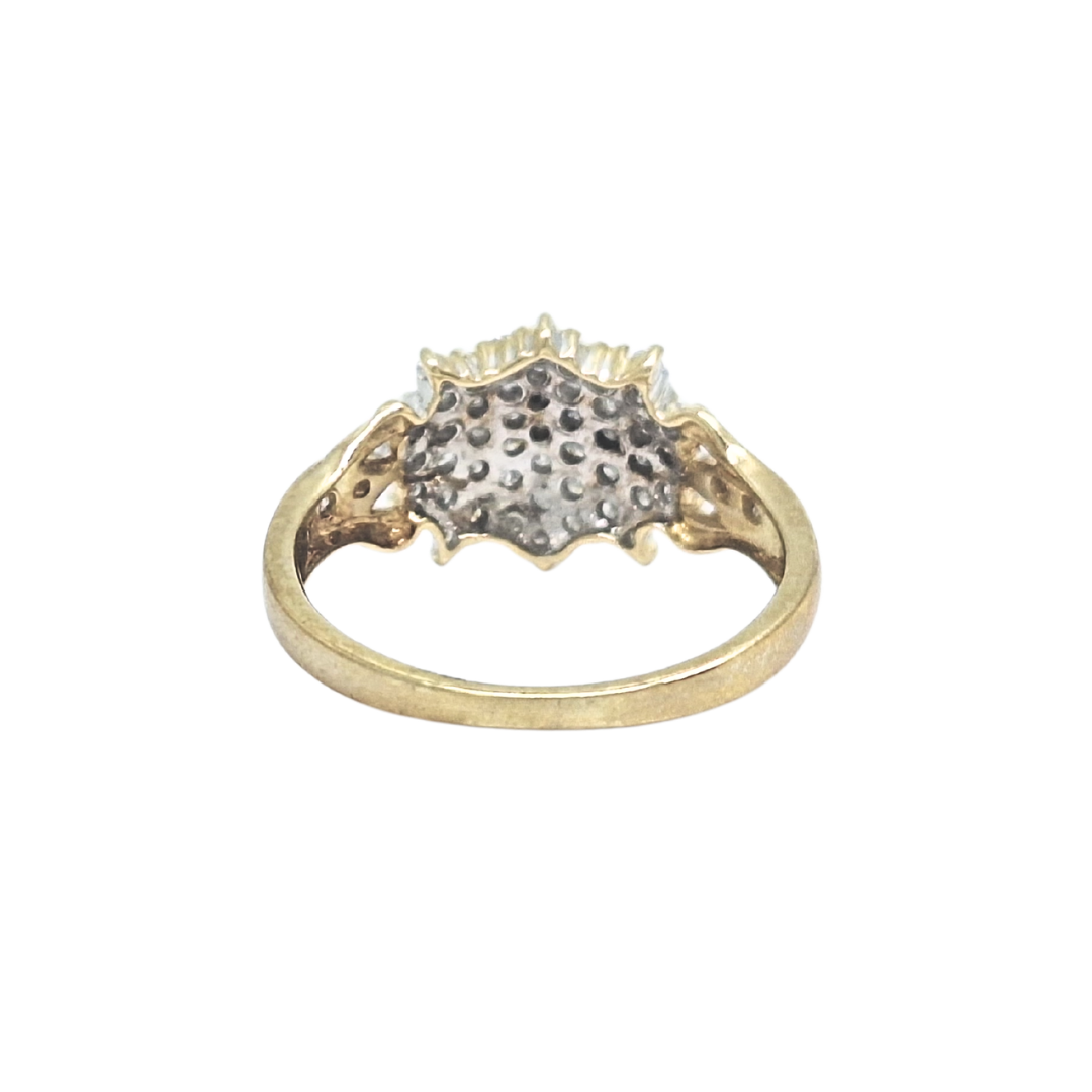 9ct Yellow Gold Diamond Cluster Ring 0.50ct
