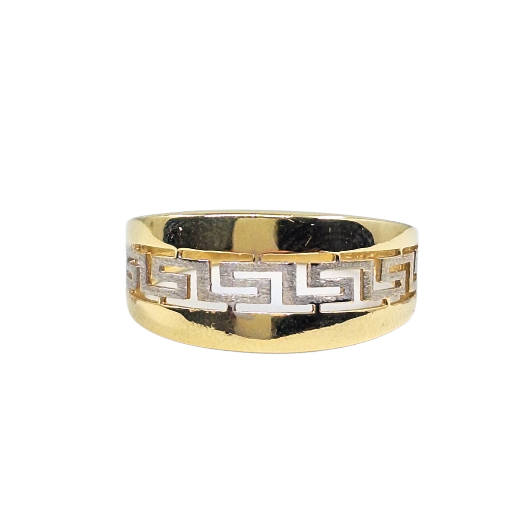 14ct Yellow & White Gold Greek Key Ring