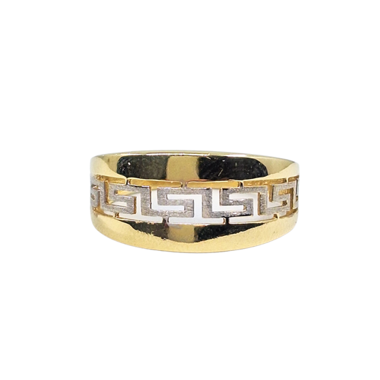 14ct Yellow & White Gold Greek Key Ring
