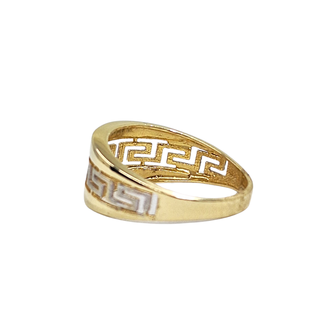 14ct Yellow & White Gold Greek Key Ring