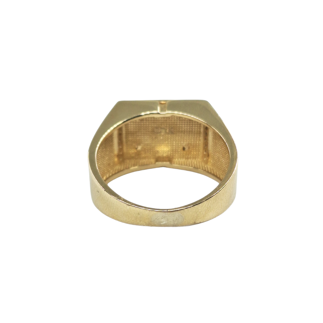 14ct Yellow Gold Versace Style Cubic Zirconia Signet Ring