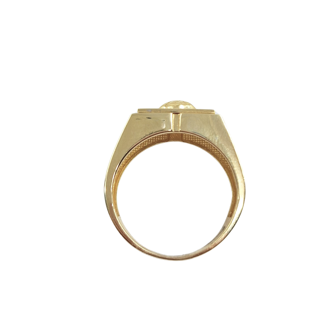 14ct Yellow Gold Versace Style Cubic Zirconia Signet Ring