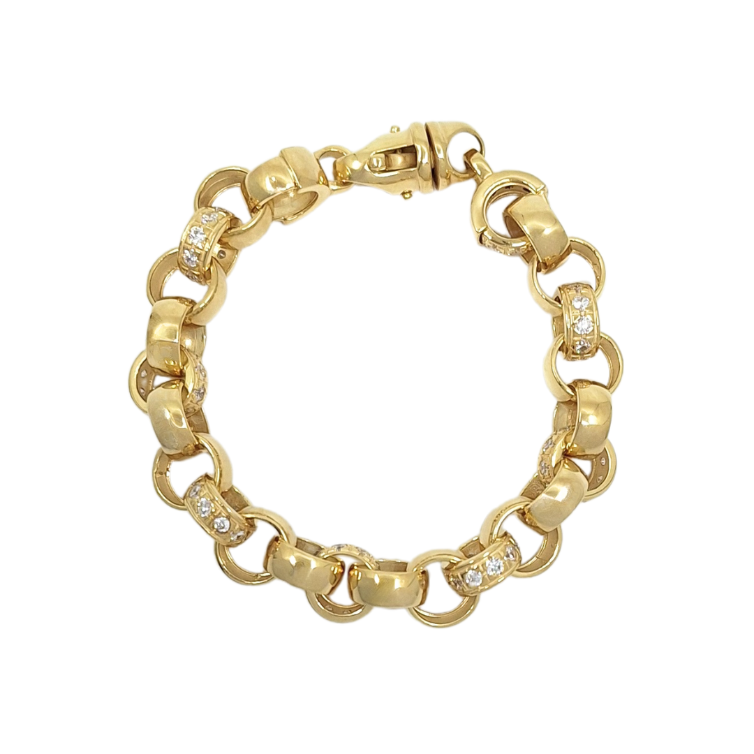 9ct Yellow Gold CZ Belcher Bracelet 8"