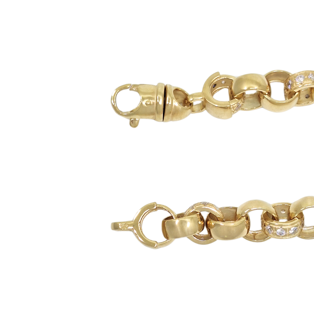 9ct Yellow Gold CZ Belcher Bracelet 8"