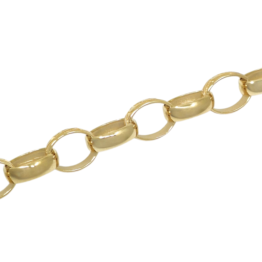 9ct Yellow Gold Large Oval Pattern & Plain Belcher Chain 24"