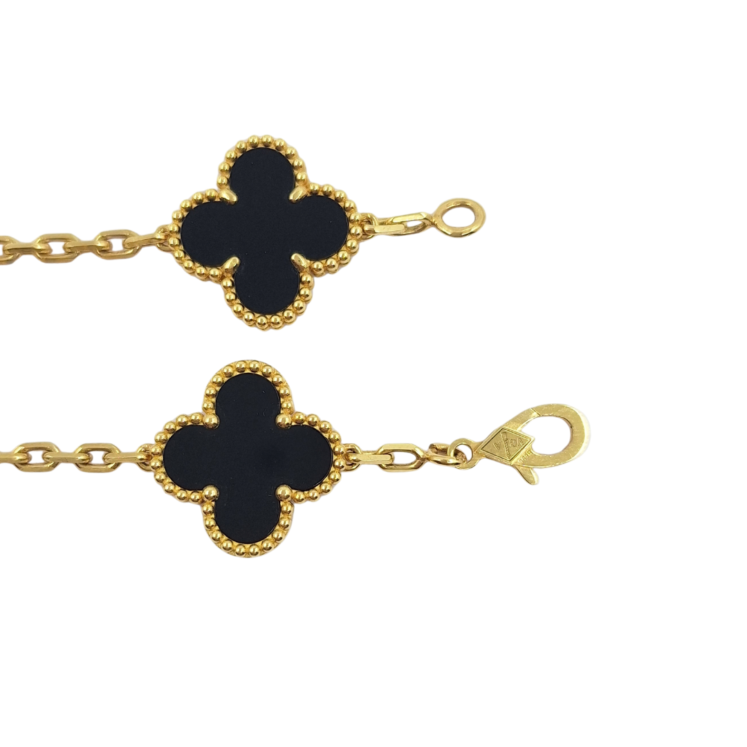 18ct Yellow Gold Black Clover Bracelet