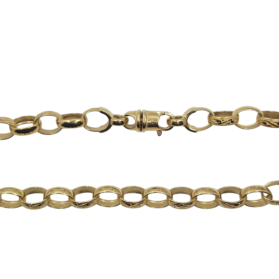 9ct Yellow Gold Oval Belcher Chain 24"