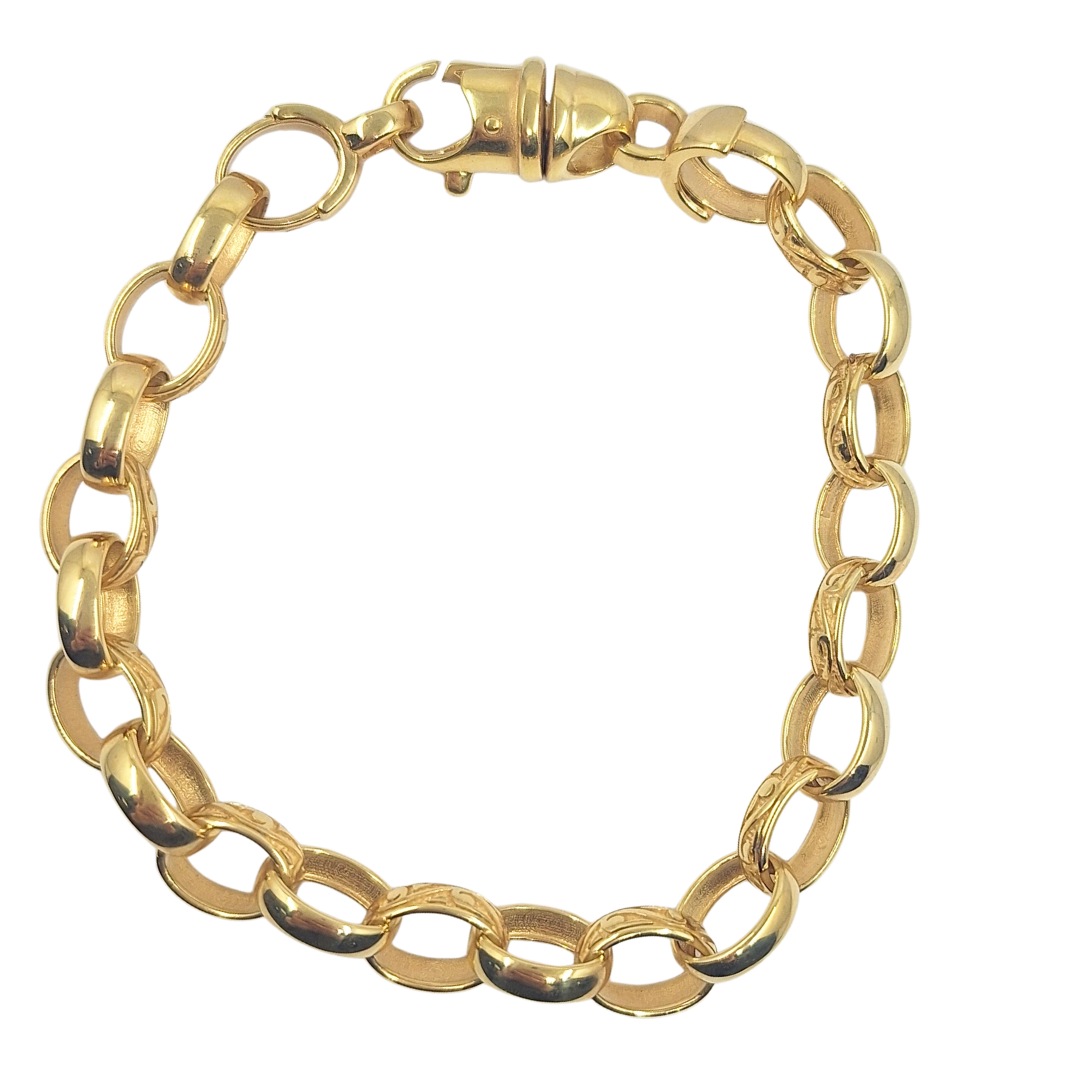 9ct Yellow Gold Oval Belcher Bracelet 9"