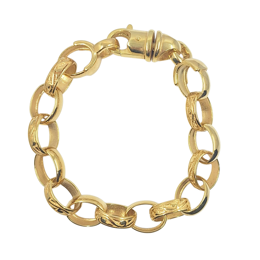 9ct Yellow Gold Oval Belcher Bracelet 9"