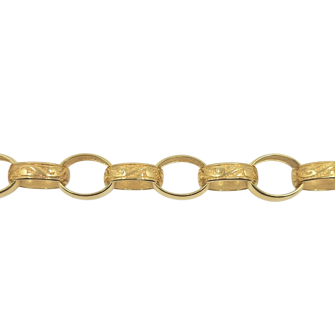 9ct Yellow Gold Oval Belcher Bracelet 9"