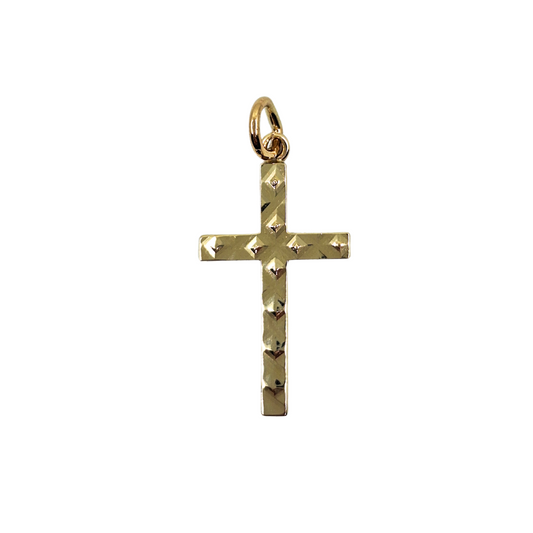 9ct Yellow Gold Engraved Cross Pendant