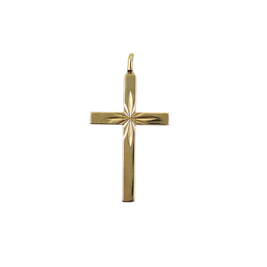 9ct Yellow Gold Engraved Cross Pendant
