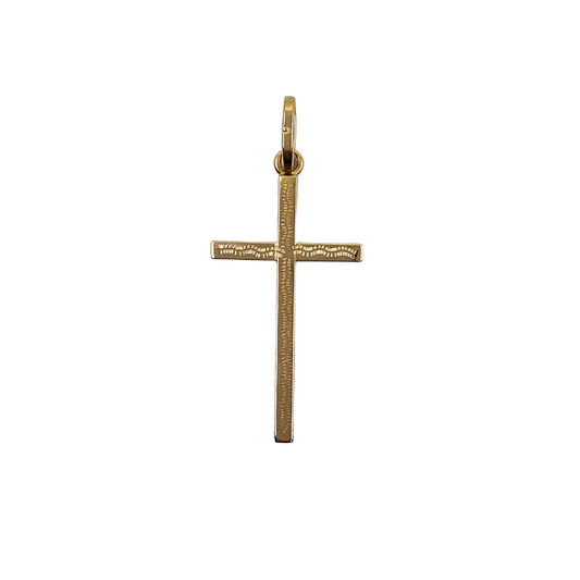 9ct Yellow Gold Engraved Cross Pendant