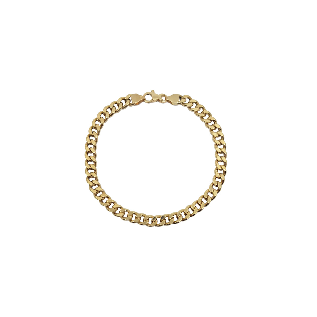 18ct Yellow Gold Hollow Curb Bracelet 8.75"