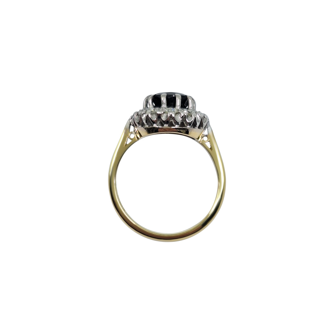 18ct Yellow Gold Sapphire & Diamond Cluster Ring