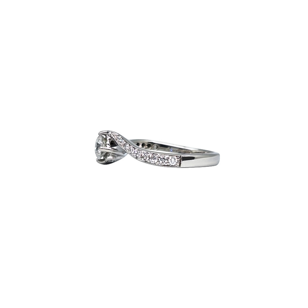 18ct White Gold Tolkowsky Diamond Twist Solitaire Ring