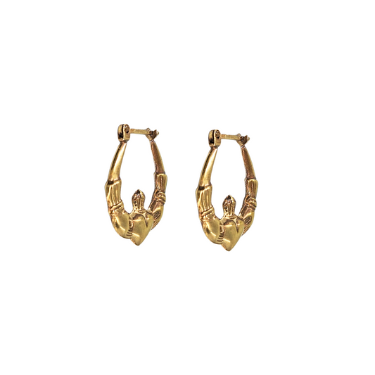 9ct Yellow Gold Claddagh Creole Earrings