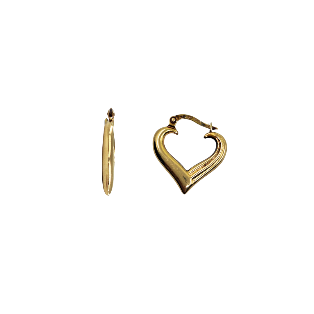 9ct Yellow Gold Heart Shape Creole Earrings