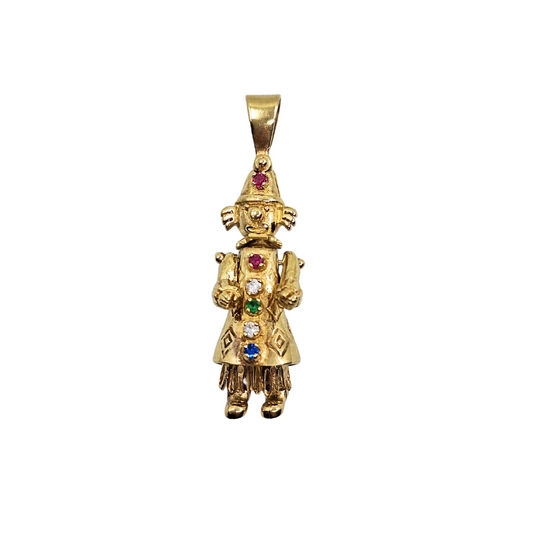 9ct Yellow Gold Cubic Zirconia Clown Pendant