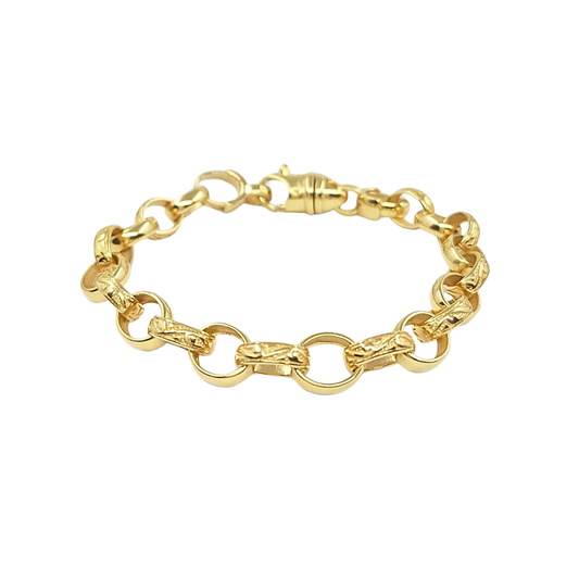 9ct Yellow Gold Oval Link Belcher Bracelet 9"