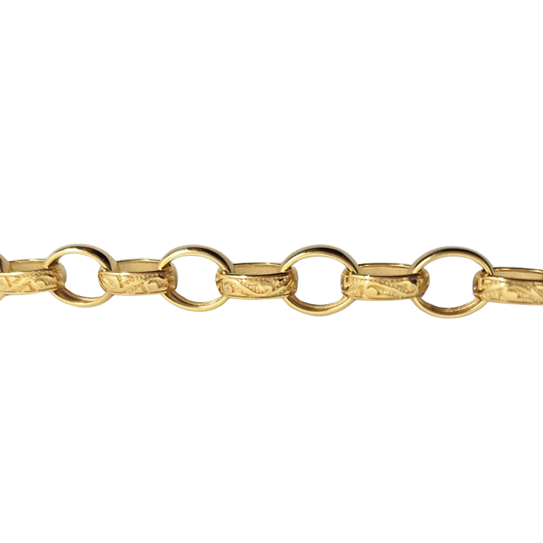 9ct Yellow Gold Oval Link Belcher Bracelet 9"